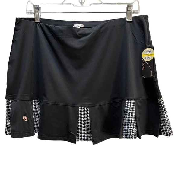 Cross Court Tennis Skirt Black w/ Herringbone Pleats NWT Sz L - Picture 5 of 11